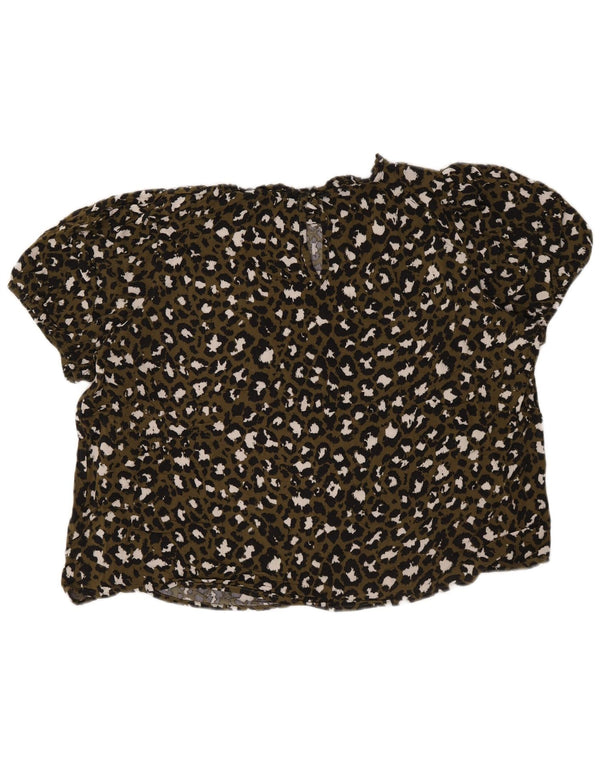 Blusa feminina Marks & Spencer UK 22 3XL cáqui estampa animal viscose