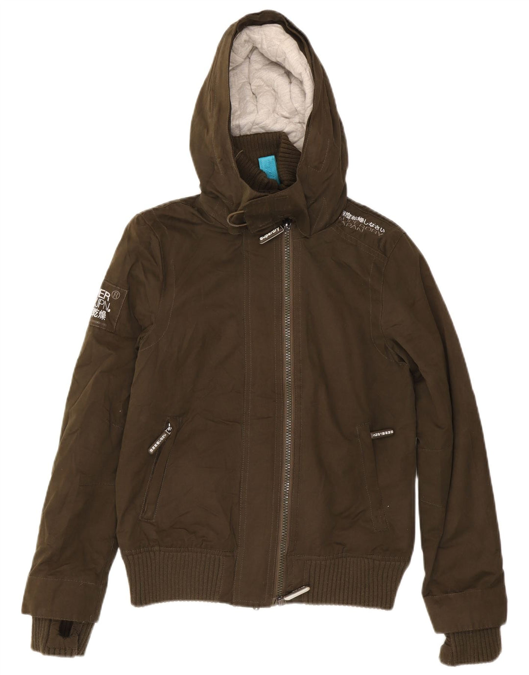 Jaqueta corta-vento masculina Superdry The Windbomber com capuz Reino Unido 38 marrom médio
