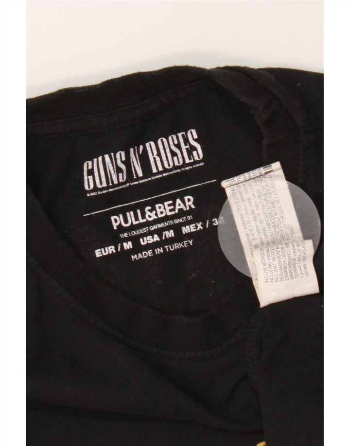 Camiseta gráfica masculina Pull & Bear poliéster médio preto