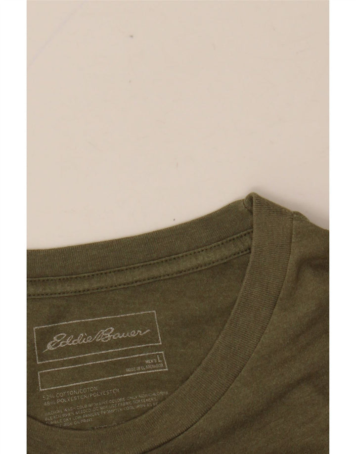 Camiseta masculina EDDIE BAUER com estampa gráfica grande de algodão cáqui