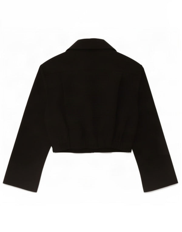 Zara Blusa feminina manga 3/4 cortada UK 6 XS Poliéster preto