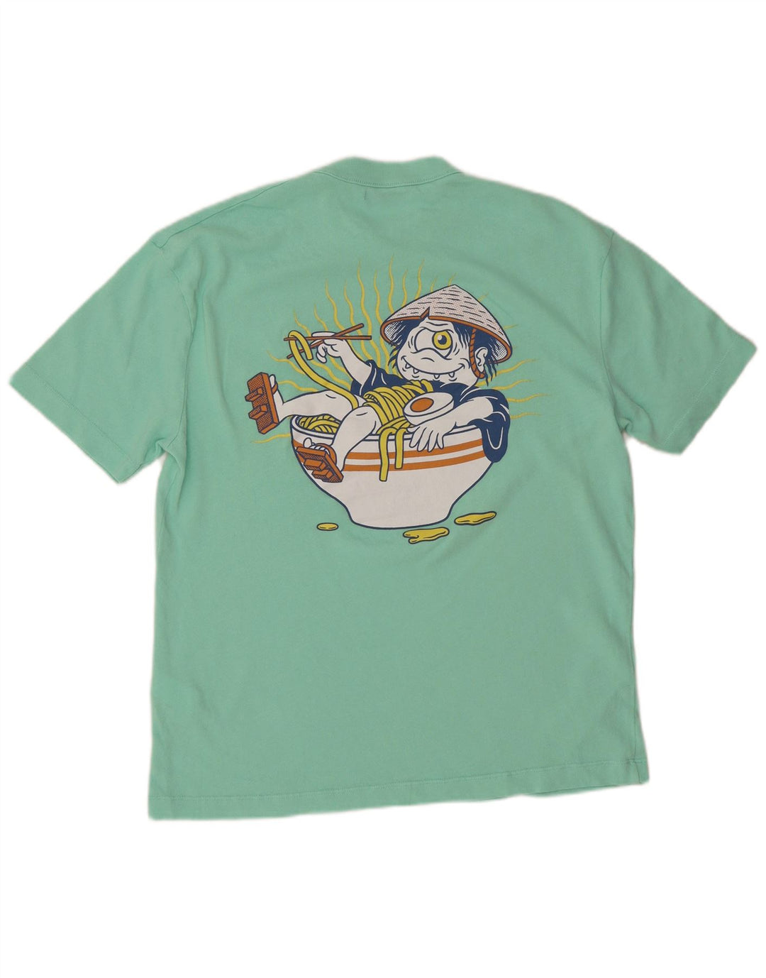 Zara Camiseta masculina gráfica Top médio algodão verde