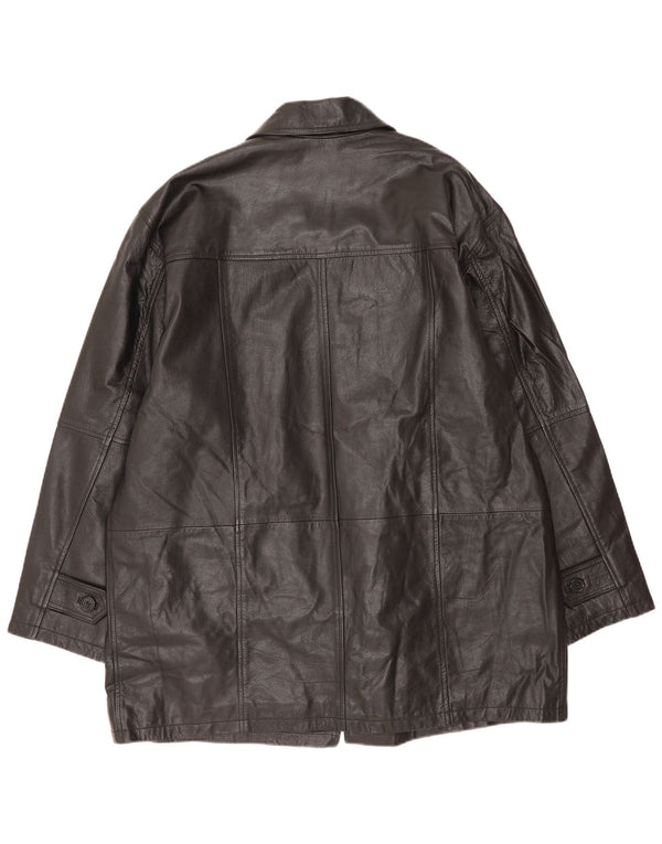 Casaco de couro masculino vintage Reino Unido 44/46 XL couro preto