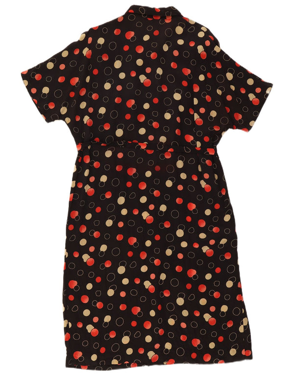 Vestido camisa vintage feminino de manga curta grande Reino Unido 16 grande preto manchado