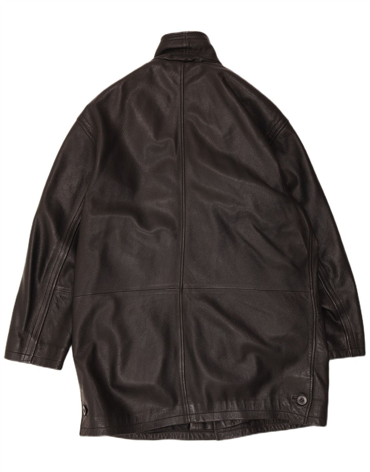 Jaqueta de couro vintage masculina regular fit UK 40 grande preta