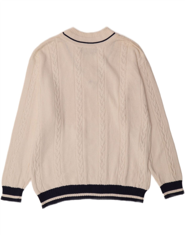 SEVRES Mens V-Neck Jumper Sweater IT 56 2XL White Cotton Vintage Sevres and Second-Hand Sevres from Messina Hembry 