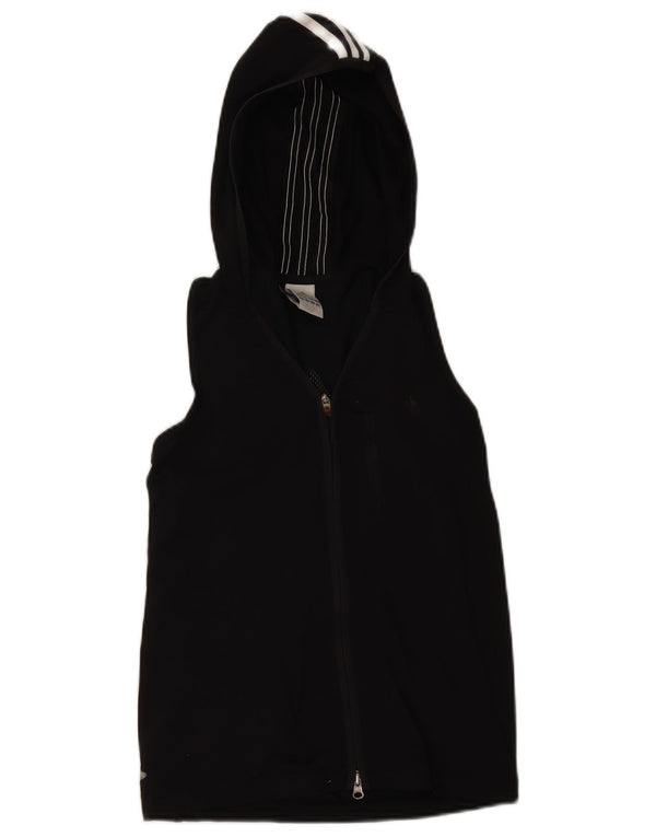 Adidas feminino com capuz sem mangas treino top UK 6 XS preto listrado
