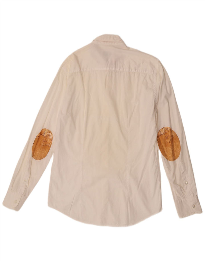 ALVIERO MARTINI Camisa masculina média branca colorblock