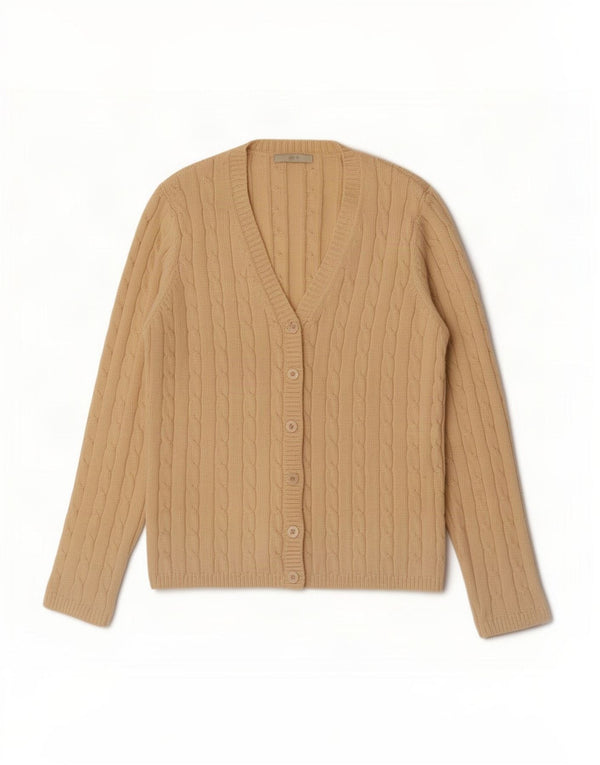 Suéter cardigã feminino Marks & Spencer Reino Unido 12 algodão bege médio
