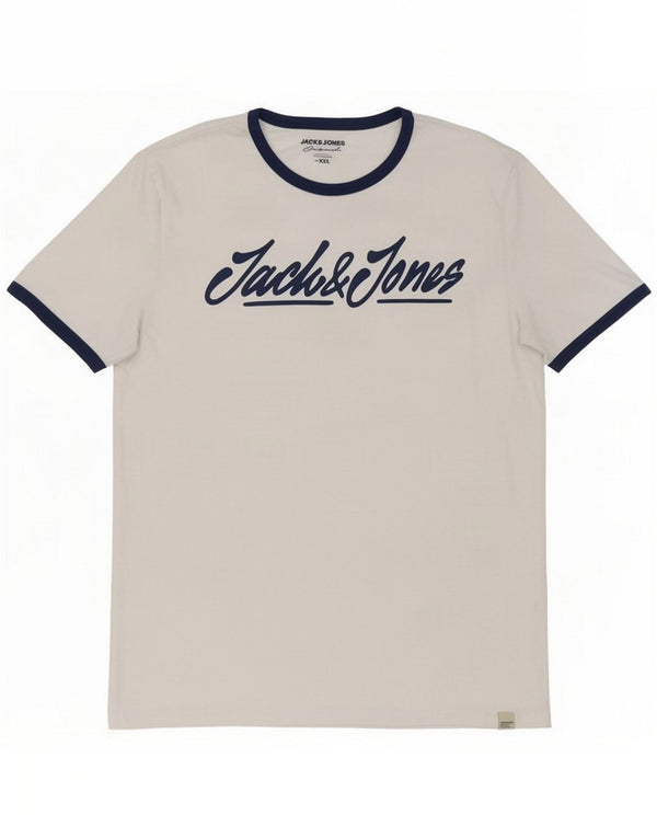 Camiseta gráfica masculina Jack & Jones Top 2XL algodão branco