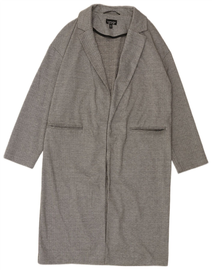 Sobretudo feminino aberto oversized Topshop Reino Unido 10 espinha de peixe cinza pequeno