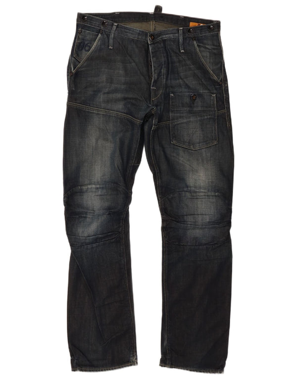 G-Star Mens Cargo Straight Jeans W33 L32 Azul Marinho Algodão