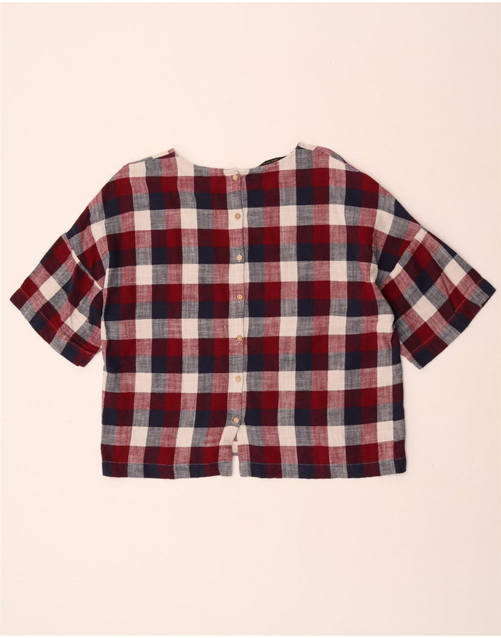 Blusa feminina de manga curta Zara Reino Unido 16 grande xadrez multicolorido