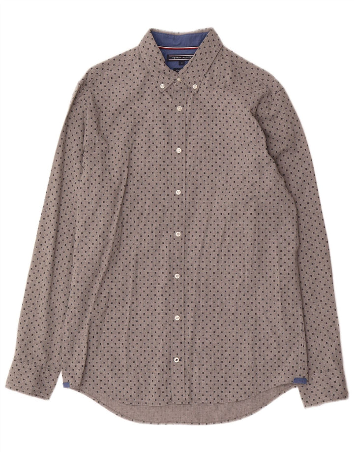 Camisa masculina Tommy Hilfiger New York Fit média cinza geométrica