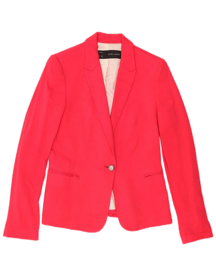 Jaqueta blazer feminina Zara com 1 botão Reino Unido 12 viscose rosa médio