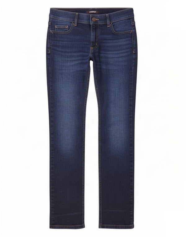 Marks & Spencer Womens Straight Jeans UK 10 Small W28 L29 Navy Blue Cotton