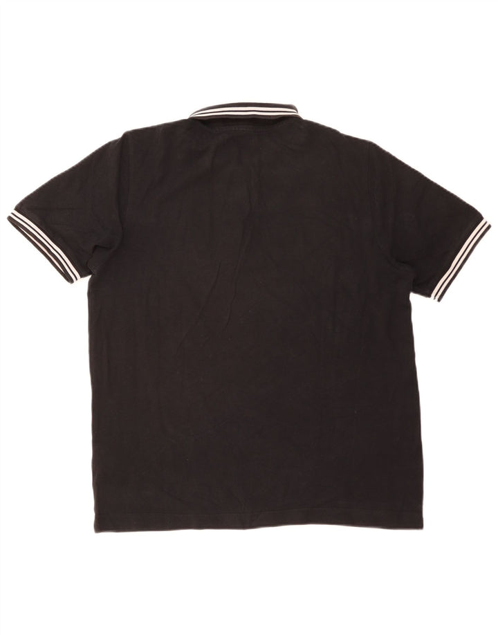 Camisa polo masculina Kappa de algodão listrado preto médio