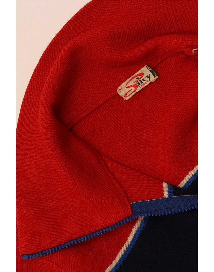 Suéter cardigã feminino Silvy IT 46 grande bloco colorido azul marinho