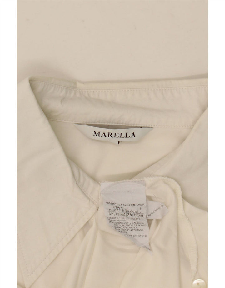 Camisa feminina Marella UK 16 grande algodão branco