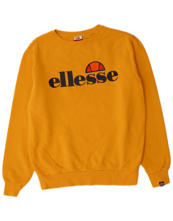 ELLESSE moletom feminino grande com estampa gráfica UK 12 médio amarelo