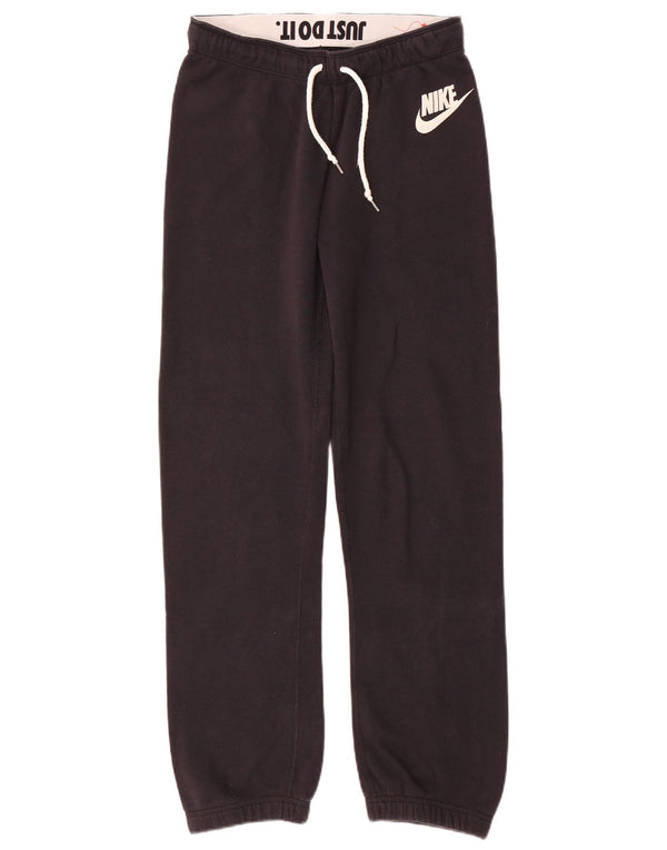 Nike Womens Graphic Tracksuit Calças Joggers UK 10 Pequeno Algodão Preto