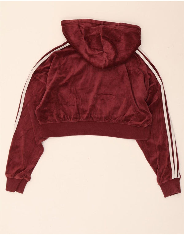 Adidas Womens Oversized Graphic Crop Hoodie Jumper Reino Unido 4 XS Borgonha Algodão