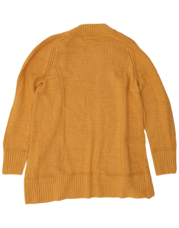 Suéter de cardigã aberto com palangre feminino Fat Face UK 12 viscose amarela média