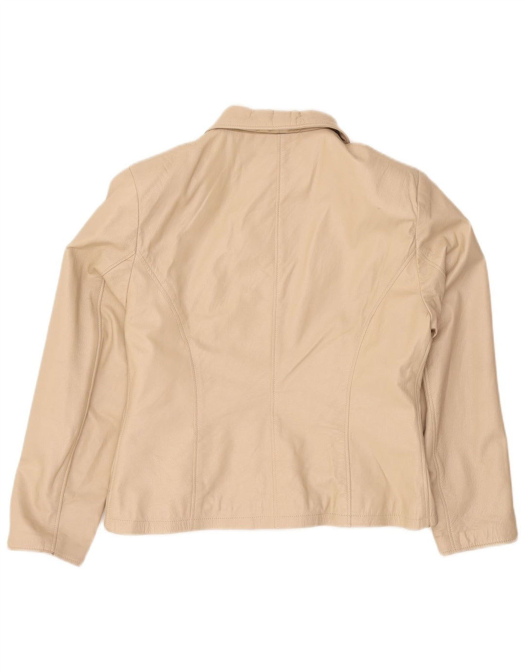 Jaqueta de couro feminina vintage UK 18 XL couro bege