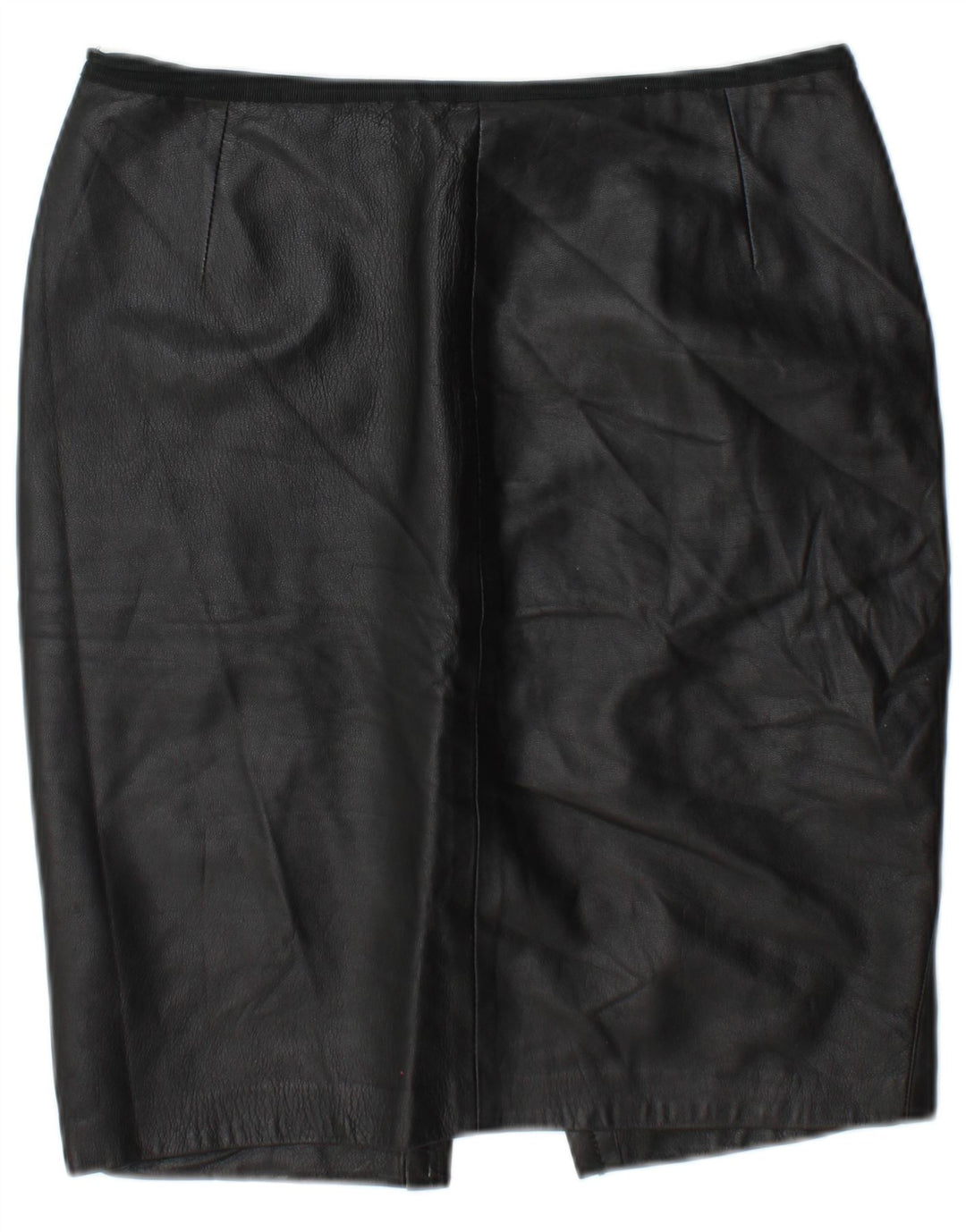 Saia de couro feminina vintage W30 média preta