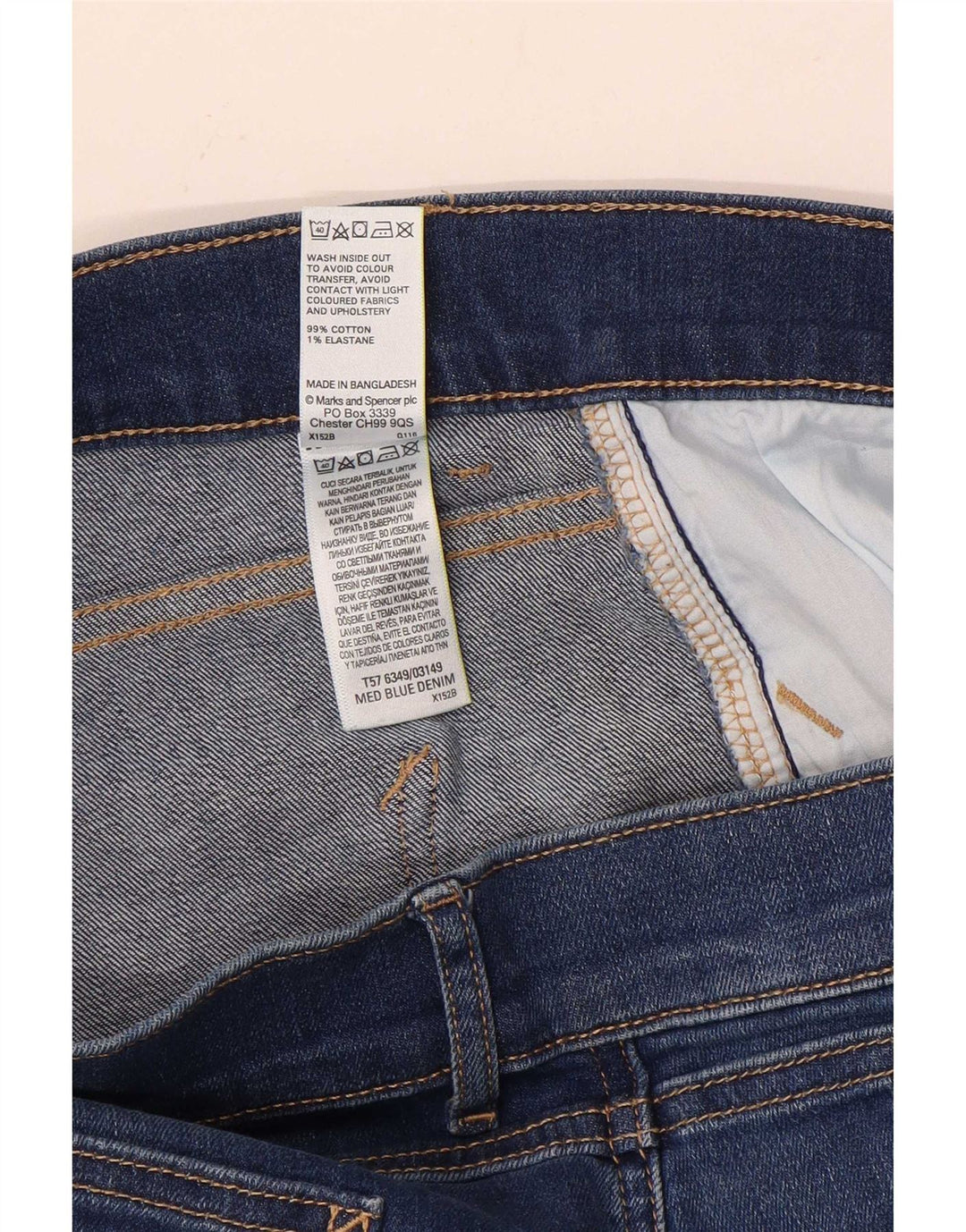 Jeans Marks & Spencer feminino slim bootcut Reino Unido 12 médio W30 L28 algodão azul
