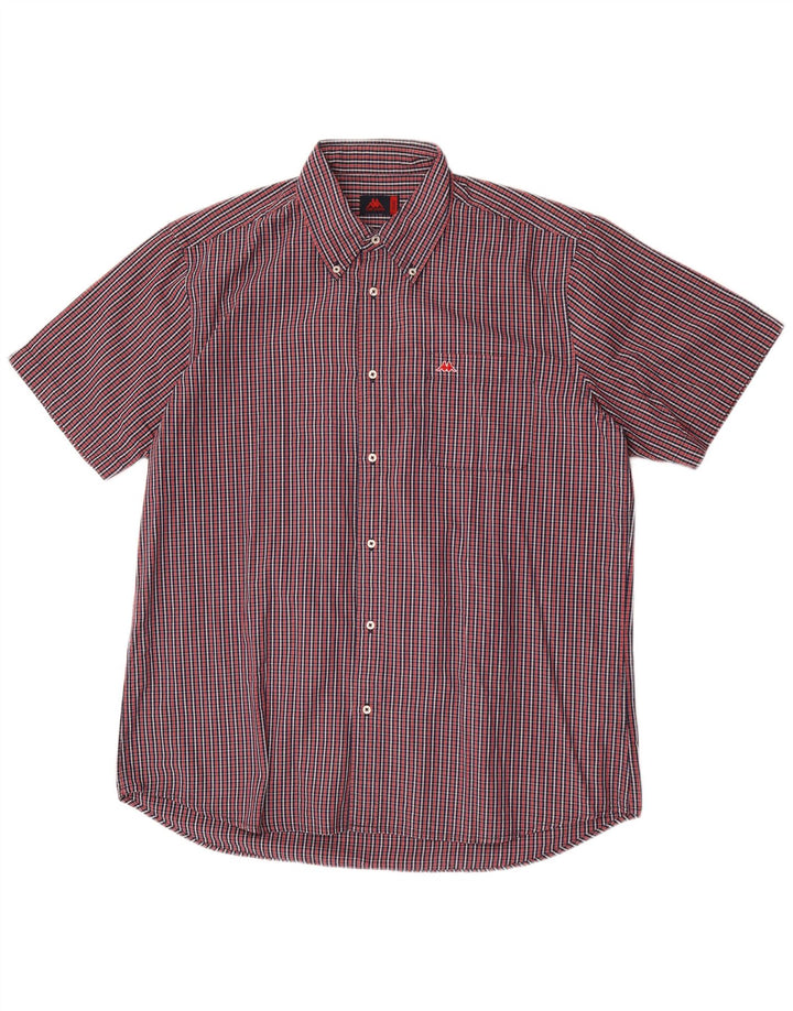 Camisa masculina de manga curta Kappa 2XL algodão xadrez vermelho