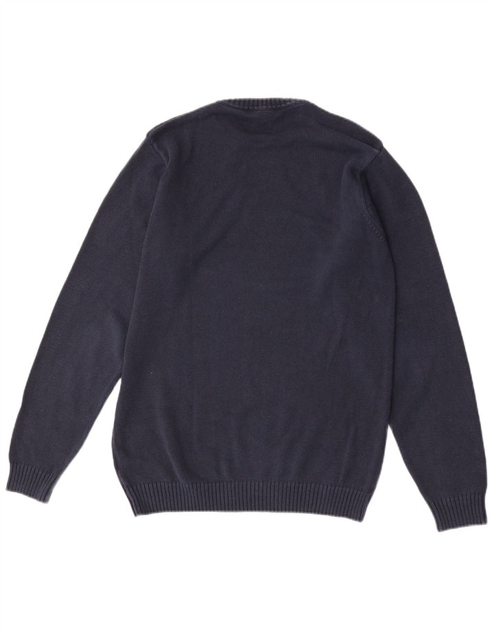 Suéter masculino Gant com gola redonda, algodão azul marinho médio