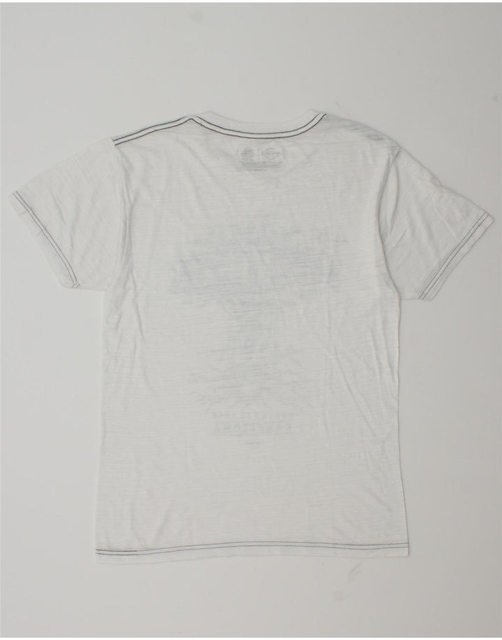 Camiseta masculina Hard Rock Cafe Barcelona com estampa gráfica pequena de poliéster branco
