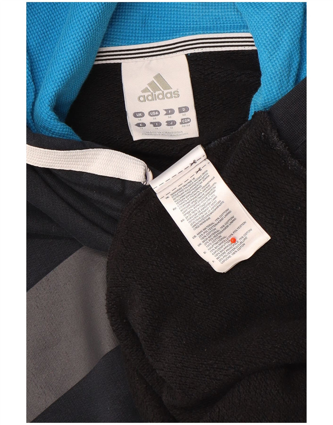 Adidas masculino moletom com capuz médio preto colorblock algodão