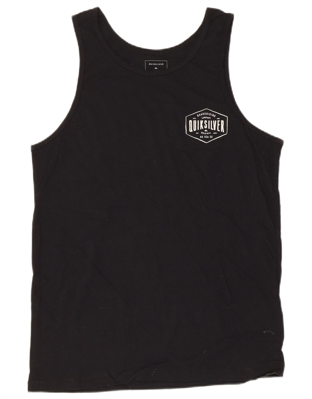 Colete gráfico masculino Quiksilver Top pequeno de algodão preto