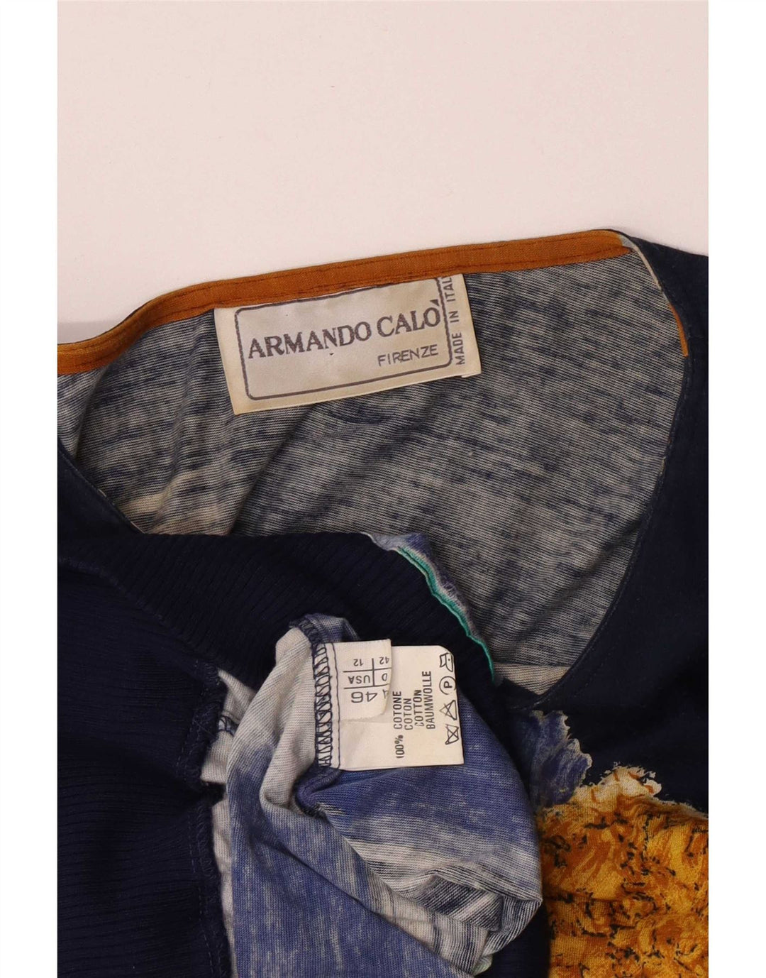 Armando Calo blusa feminina com estampa abstrata top IT 46 grande azul marinho