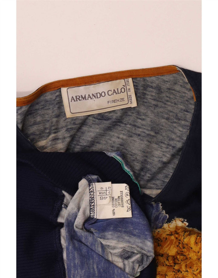 Armando Calo blusa feminina com estampa abstrata top IT 46 grande azul marinho