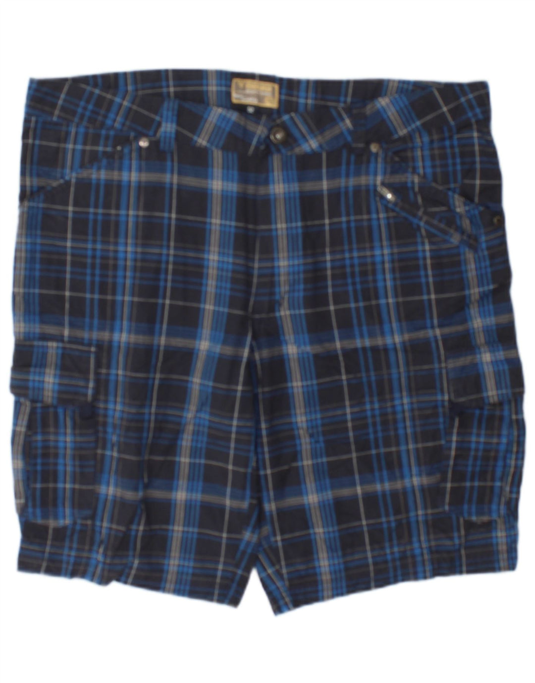 Shorts cargo masculino Brugi IT 52 XL W36 algodão xadrez azul marinho