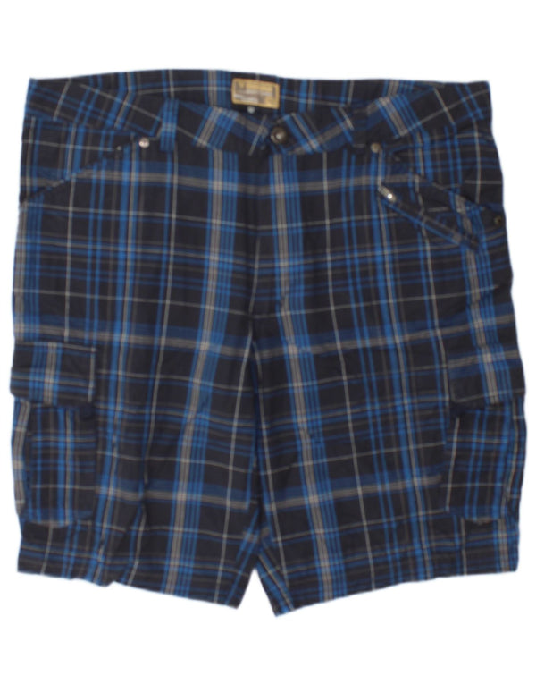 Shorts cargo masculino Brugi IT 52 XL W36 algodão xadrez azul marinho