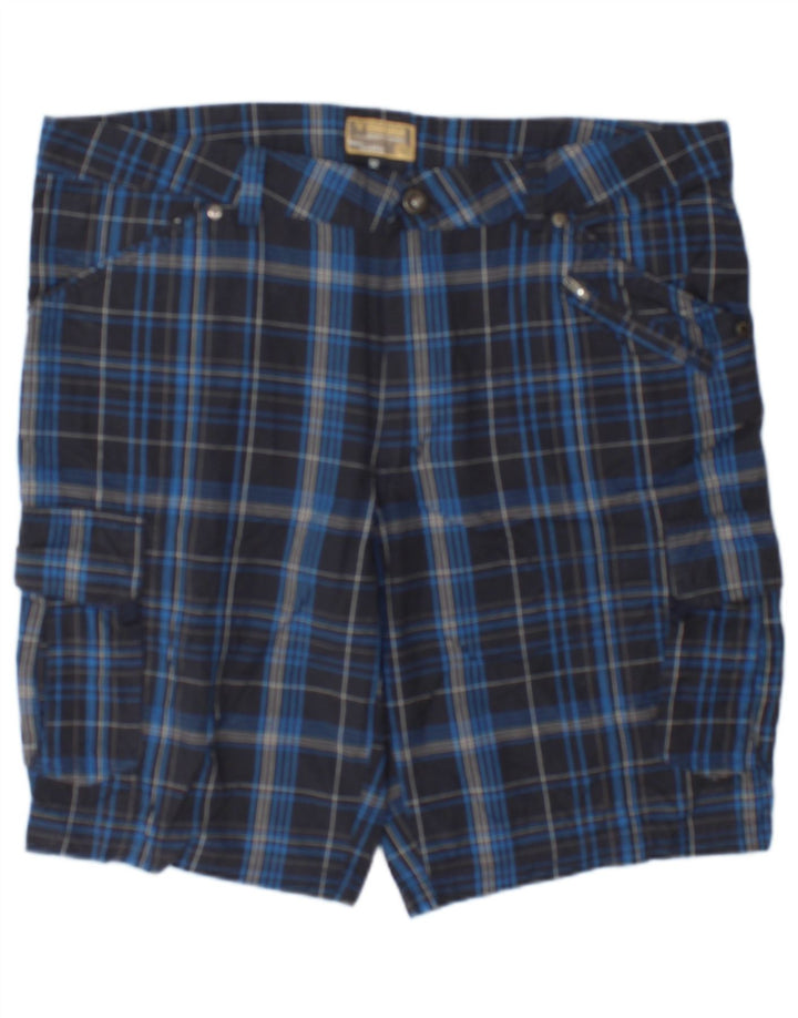 Shorts cargo masculino Brugi IT 52 XL W36 algodão xadrez azul marinho