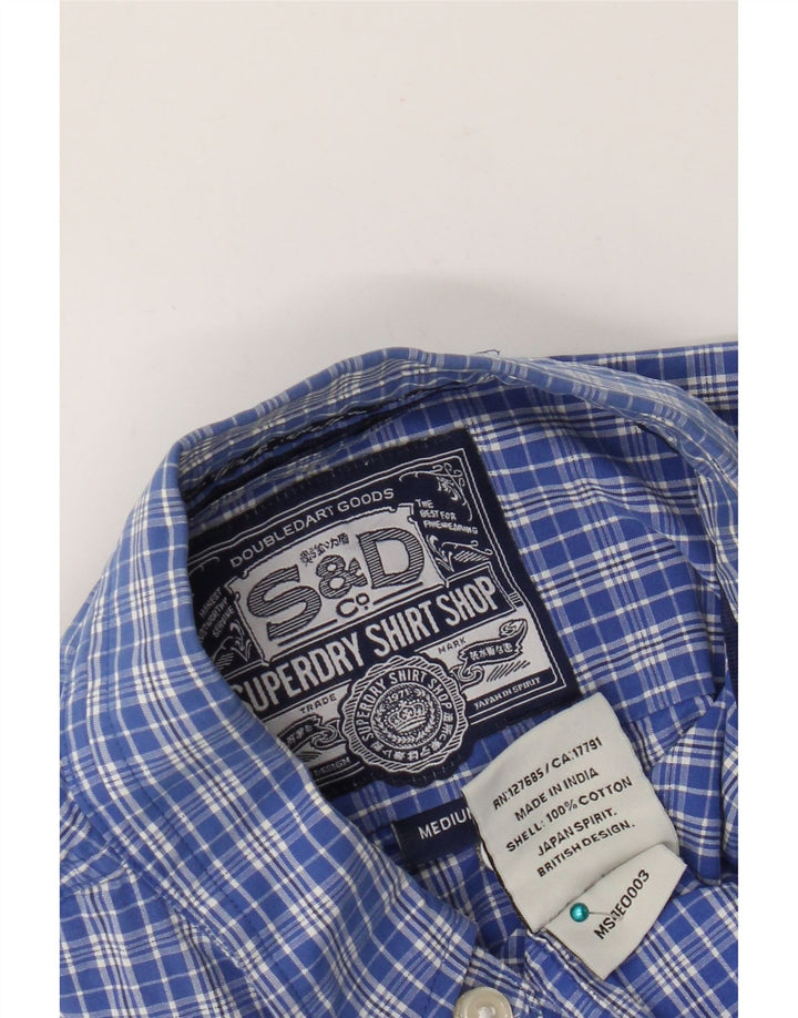 Camisa masculina Superdry algodão xadrez azul médio