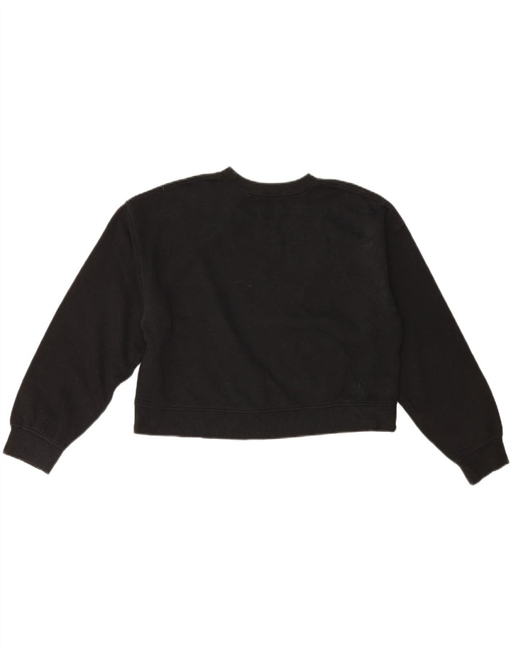 Zara Womens Crop Sweatshirt Jumper Reino Unido 14 Médio Algodão Preto