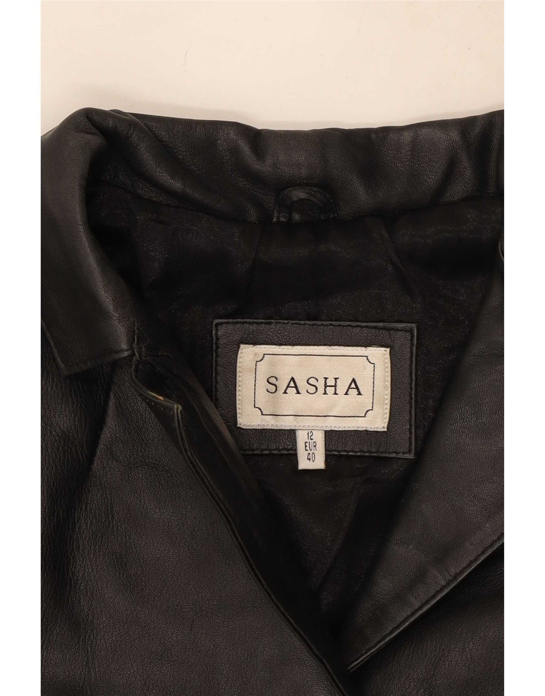 Jaqueta de couro feminina Sasha UK 12 média preta