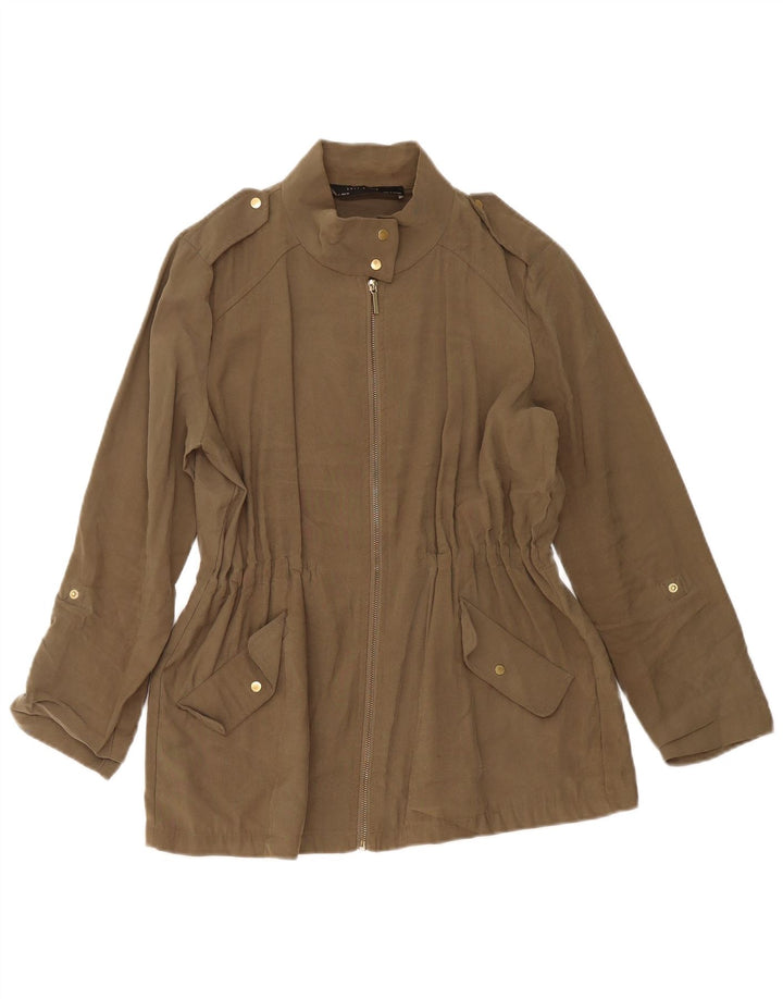 Jaqueta militar feminina Zara UK 14 viscose cáqui média