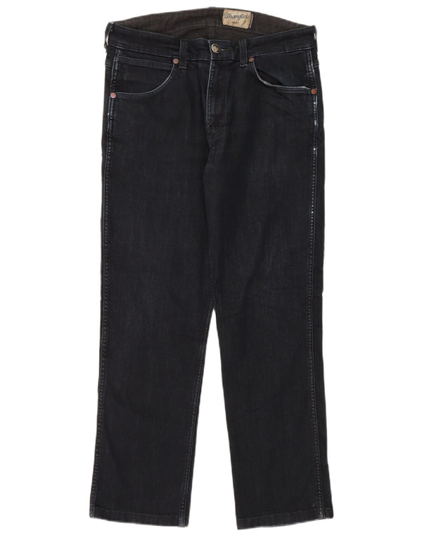 Wrangler Mens Straight Jeans W32 L28 Algodão Preto