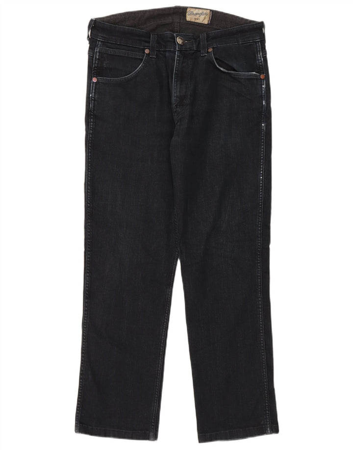 Wrangler Mens Straight Jeans W32 L28 Algodão Preto
