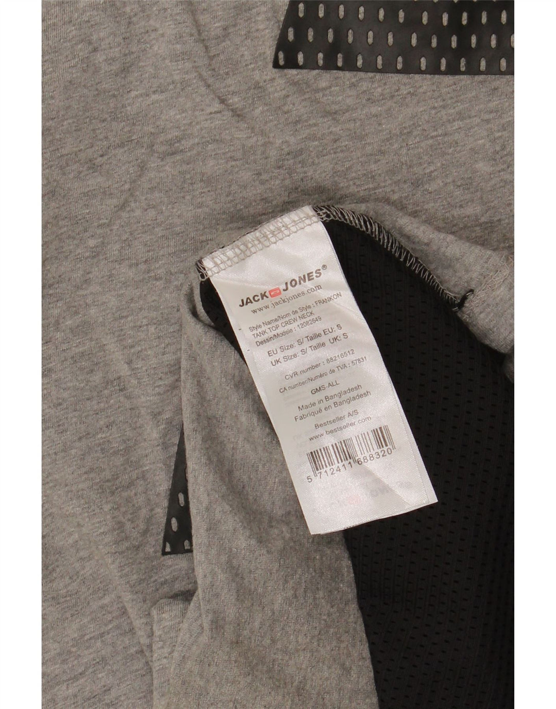 Colete gráfico masculino Jack & Jones Top pequeno algodão manchado cinza
