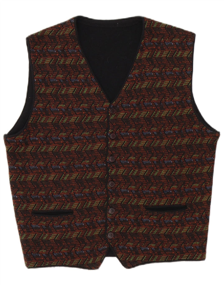 Colete masculino vintage pequeno geométrico multicolorido