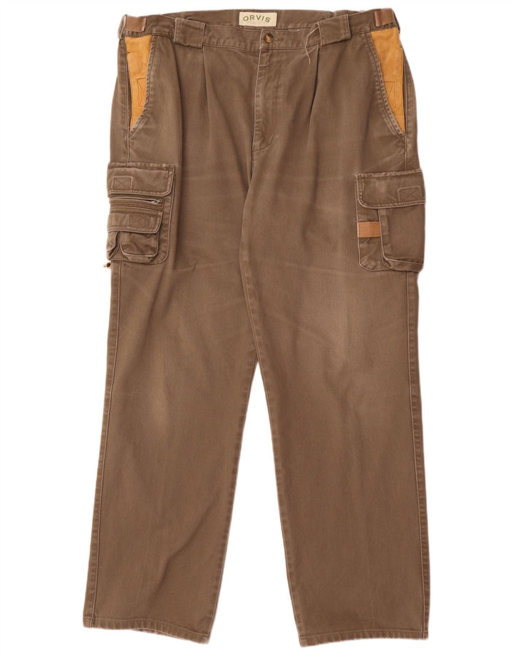 Calça cargo reta masculina Orvis W38 L32 algodão marrom