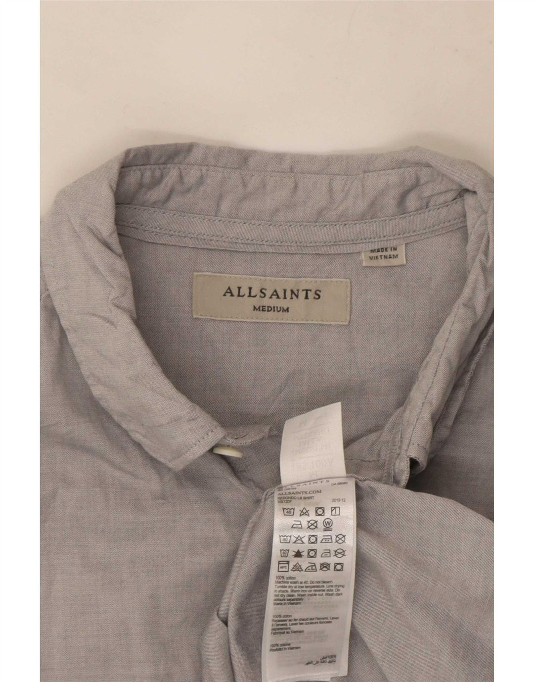 Camisa masculina All Saints algodão cinza médio
